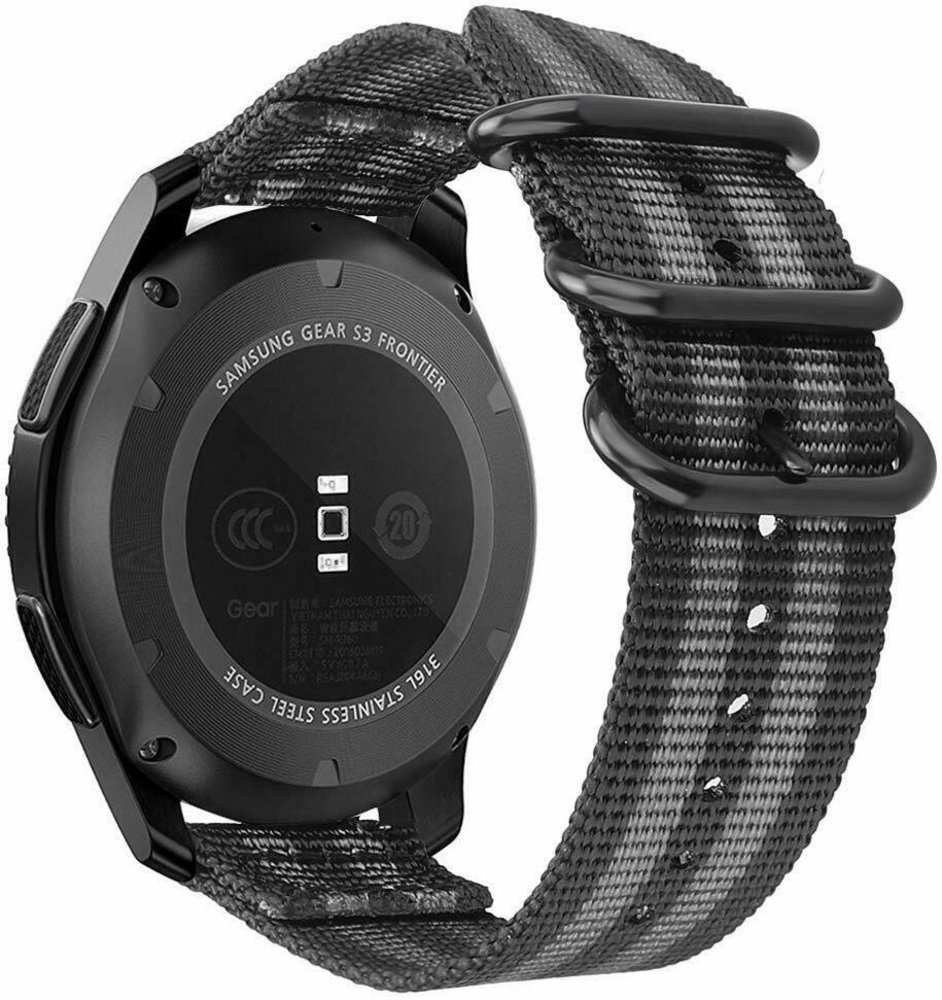 Strap-it® Strap-it Samsung Galaxy Watch 4 - 40mm Nylon-Schnallenarmband (Schwarz/Grau)