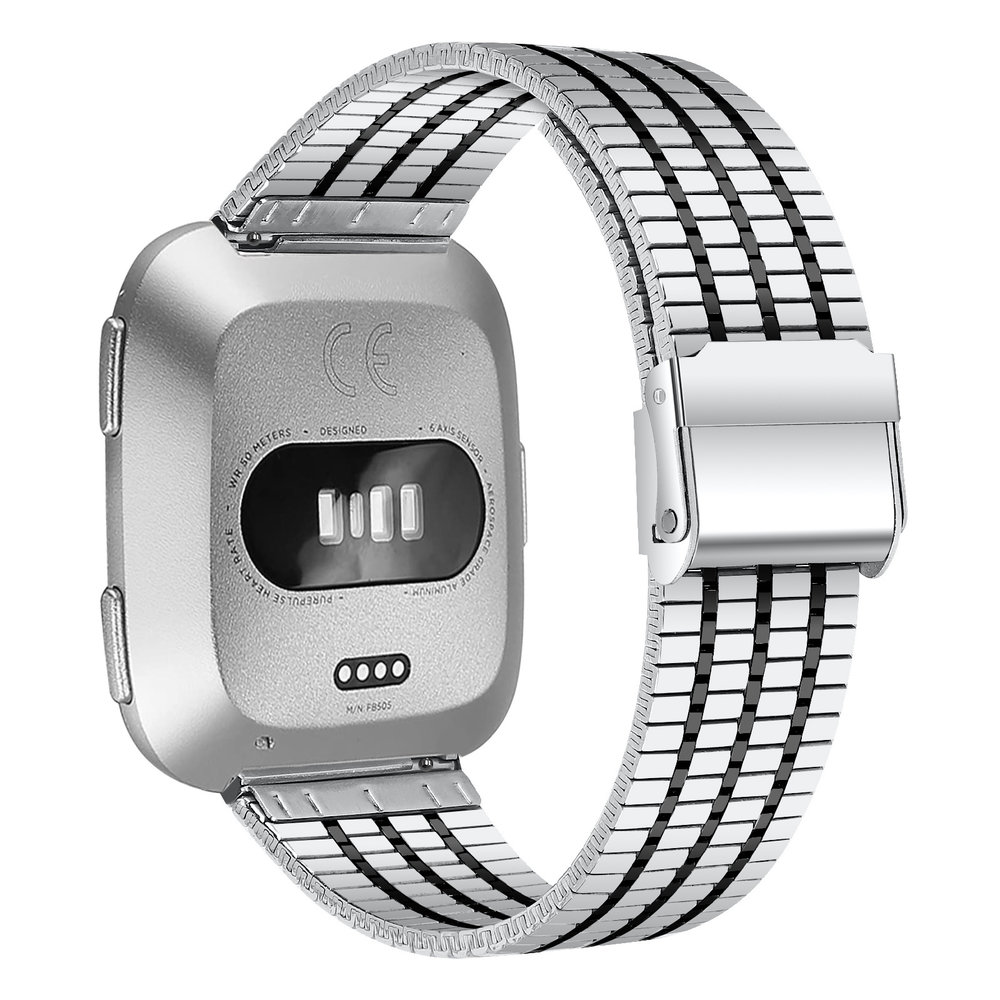 Strap-it® Strap-it Fitbit Versa / Versa 2 Edelstahlarmband (Silber/Schwarz) Strap-it® Strap-it Fitbit Versa / Versa 2 Edelstahlarmband (Silber/Schwarz)