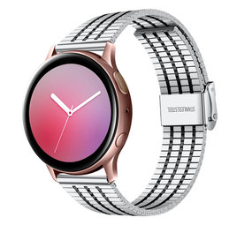 Strap-it® Samsung Galaxy Watch Active Edelstahlarmband (Silber/Schwarz) Strap-it® Samsung Galaxy Watch Active Edelstahlarmband (Silber/Schwarz)