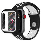 Strap-it® Strap-it Apple Watch Sportarmband + TPU-Hülle (Schwarz/Weiß)