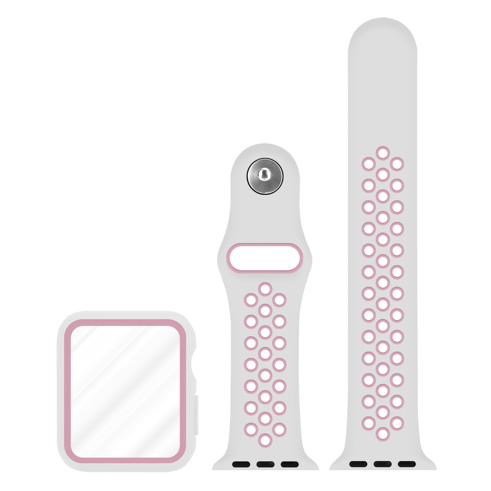 Strap-it® Strap-it Apple Watch Sportarmband + TPU-Hülle (Weiß/Rosa) Strap-it® Strap-it Apple Watch Sportarmband + TPU-Hülle (Weiß/Rosa)