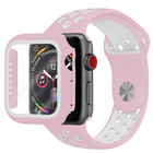 Strap-it® Strap-it Apple Watch Sportarmband + TPU-Hülle (Hellrosa/Weiß)