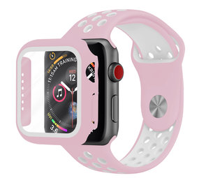 Strap-it® Apple Watch Sportarmband + TPU-Hülle (Hellrosa/Weiß) Strap-it® Apple Watch Sportarmband + TPU-Hülle (Hellrosa/Weiß)
