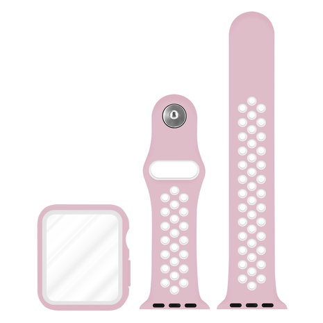 Strap-it® Strap-it Apple Watch Sportarmband + TPU-Hülle (Hellrosa/Weiß) Strap-it® Strap-it Apple Watch Sportarmband + TPU-Hülle (Hellrosa/Weiß)