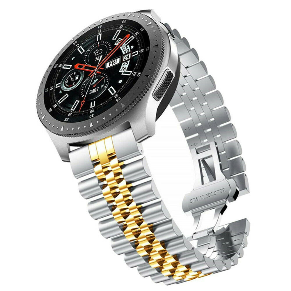 Strap-it® Strap-it Samsung Galaxy Watch 46mm Jubilee-Stahlarmband (Silber/Gold)
