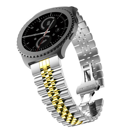 Strap-it® Strap-it Samsung Galaxy Watch 42mm Jubilee-Stahlarmband (Silber/Gold)