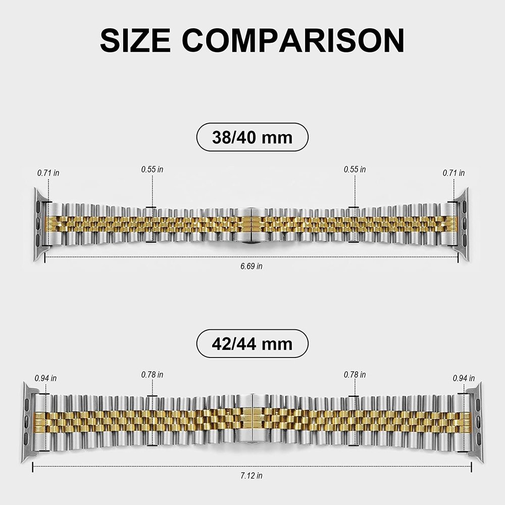 Strap-it® Strap-it Apple Watch Jubilee Stahlband (Silber/Gold) Strap-it® Strap-it Apple Watch Jubilee Stahlband (Silber/Gold)