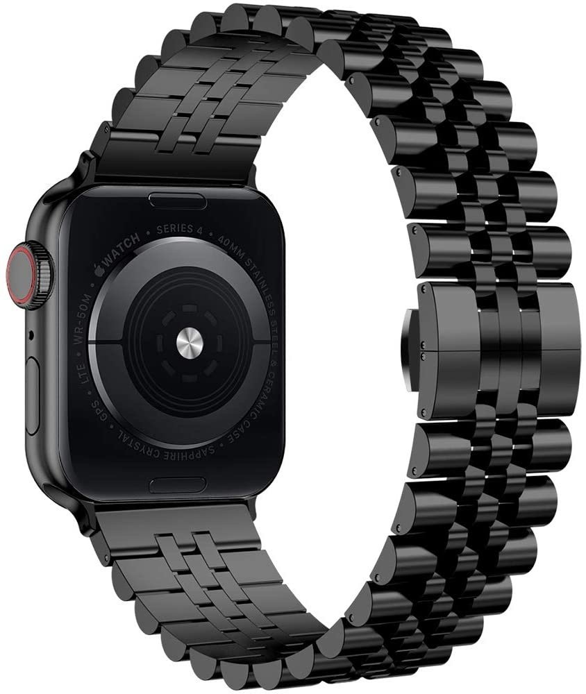 Strap-it® Strap-it Apple Watch Jubilee Stahlarmband (Schwarz)