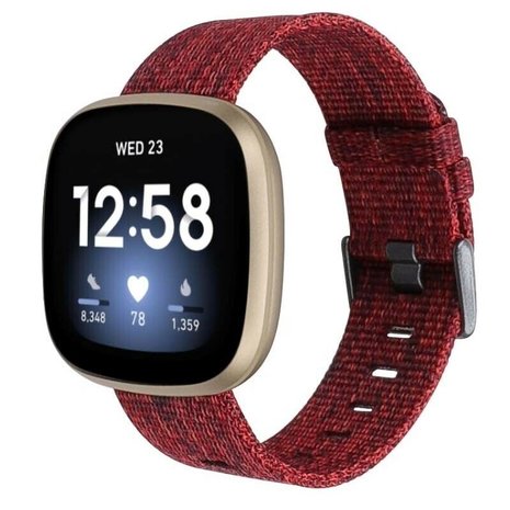 Fitbit Versa 3 Gewebtes Nylon Schnallenband (Rot) - Smartwatcharmbaender.de