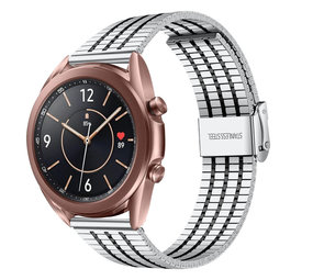 Strap-it® Samsung Galaxy Watch 3 41mm Edelstahlarmband (Silber/Schwarz) Strap-it® Samsung Galaxy Watch 3 41mm Edelstahlarmband (Silber/Schwarz)
