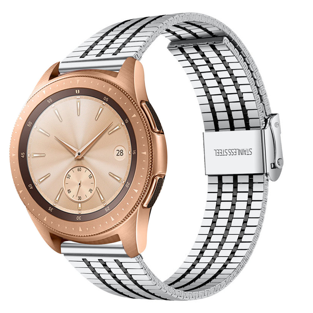 Strap-it® Strap-it Samsung Galaxy Watch 42mm Edelstahlarmband (Silber/Schwarz) Strap-it® Strap-it Samsung Galaxy Watch 42mm Edelstahlarmband (Silber/Schwarz)