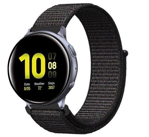 Samsung Galaxy Watch Active / Active 2 Armband Nylon Schwarz -  Smartwatcharmbaender.de