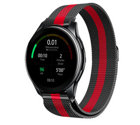 Strap-it® OnePlus Watch Milanese Armband (Schwarz/Rot) Strap-it® OnePlus Watch Milanese Armband (Schwarz/Rot)