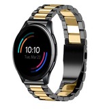 Strap-it® OnePlus Watch Stahlband (Schwarz/Gold) Strap-it® OnePlus Watch Stahlband (Schwarz/Gold)
