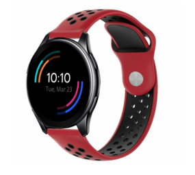 Strap-it® OnePlus Watch Sportarmband (Rot/Schwarz) Strap-it® OnePlus Watch Sportarmband (Rot/Schwarz)