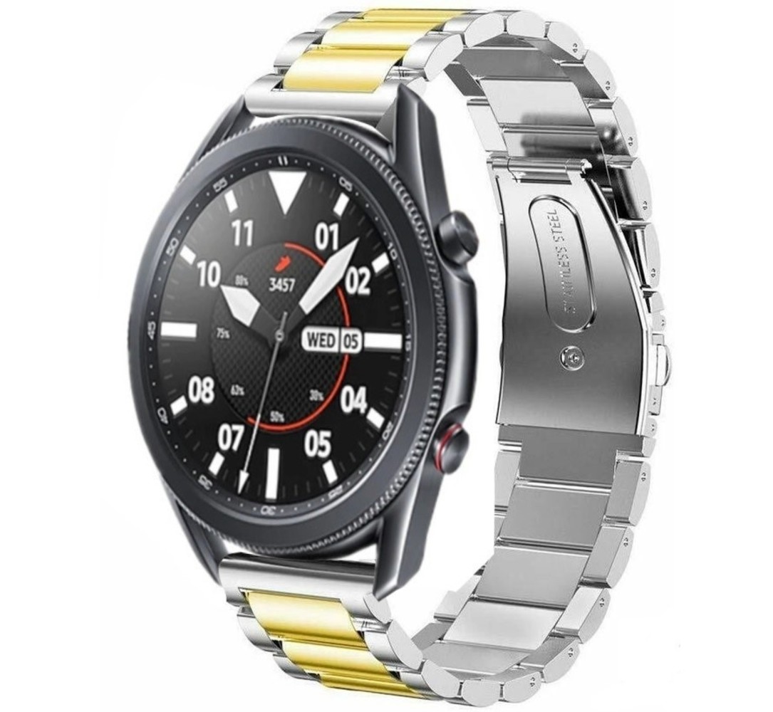 Strap-it® Strap-it Samsung Galaxy Watch 3 Stahlband 45mm (Silber/Gold)