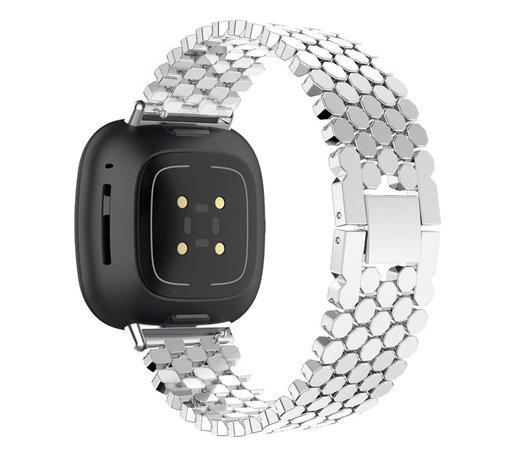 Strap-it® Strap-it Fitbit Versa 3 Stahl-Fischarmband (Silber) Strap-it® Strap-it Fitbit Versa 3 Stahl-Fischarmband (Silber)