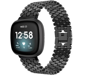 Strap-it® Fitbit Sense Stahl-Fischarmband  (Schwarz) Strap-it® Fitbit Sense Stahl-Fischarmband  (Schwarz)