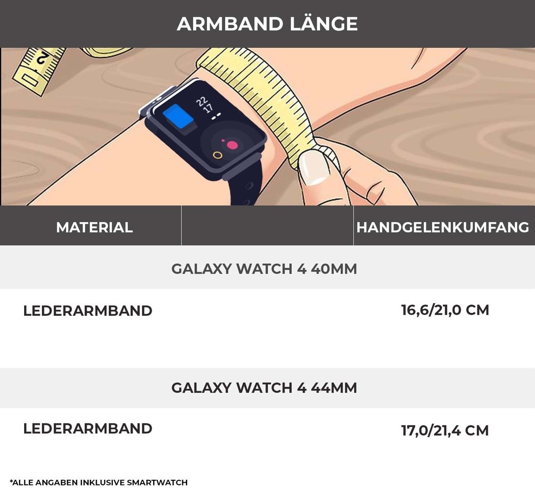 Strap-it® Strap-it Samsung Galaxy Watch 4 - 44mm Lederarmband (Grau) Strap-it® Strap-it Samsung Galaxy Watch 4 - 44mm Lederarmband (Grau)