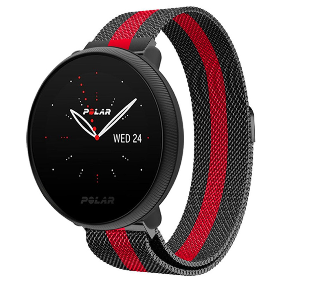 Strap-it® Strap-it Polar Ignite 2 Milanese Armband (Schwarz-Rot)