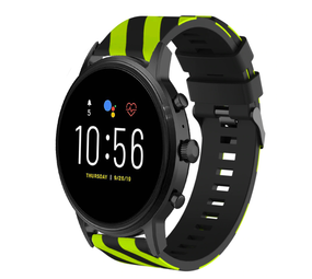Strap-it® Fossil Gen 5 gestreiftes Silikonarmband (Schwarz/Gelb)