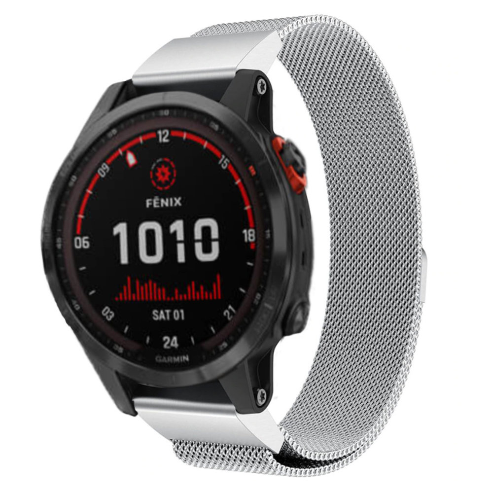 Strap-it® Strap-it Garmin Fenix 7 Milanaise Armband (Silber)