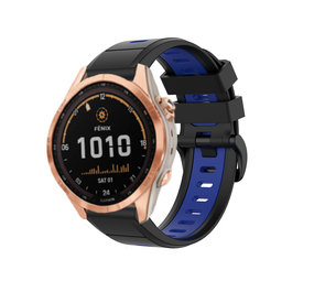 Strap-it® Garmin Fenix 7s Sportschnallenband (Schwarz/Blau) Strap-it® Garmin Fenix 7s Sportschnallenband (Schwarz/Blau)