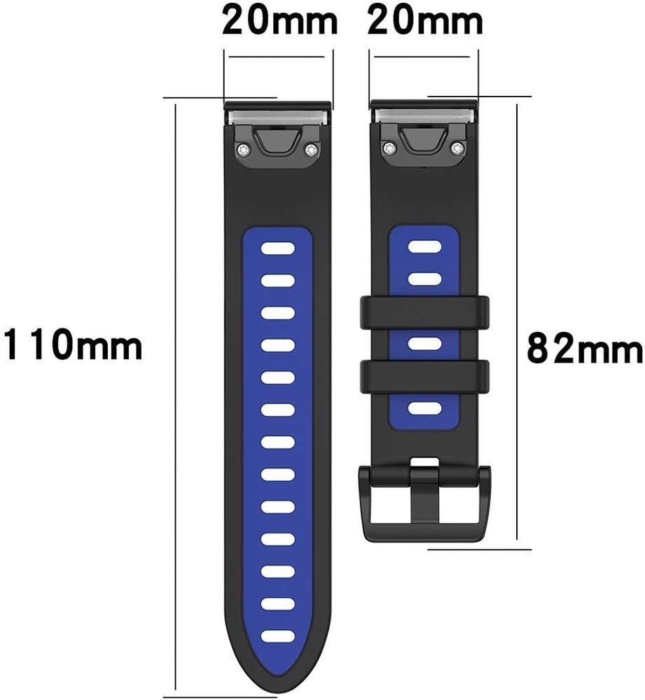 Strap-it® Strap-it Garmin Fenix 7s Sportschnallenarmband (Schwarz/Blau) Strap-it® Strap-it Garmin Fenix 7s Sportschnallenarmband (Schwarz/Blau)