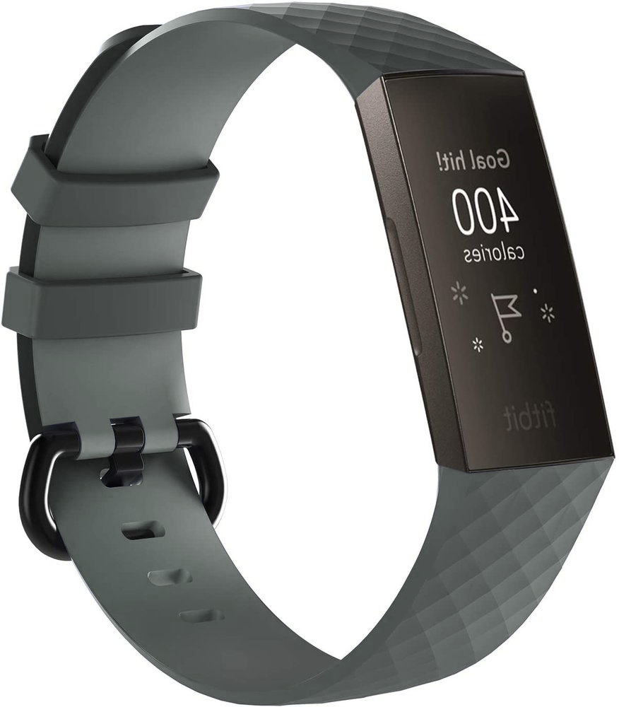 Fitbit Charge 4 Armband Silikon (Grau Blau) Smartwatcharmbaender.de