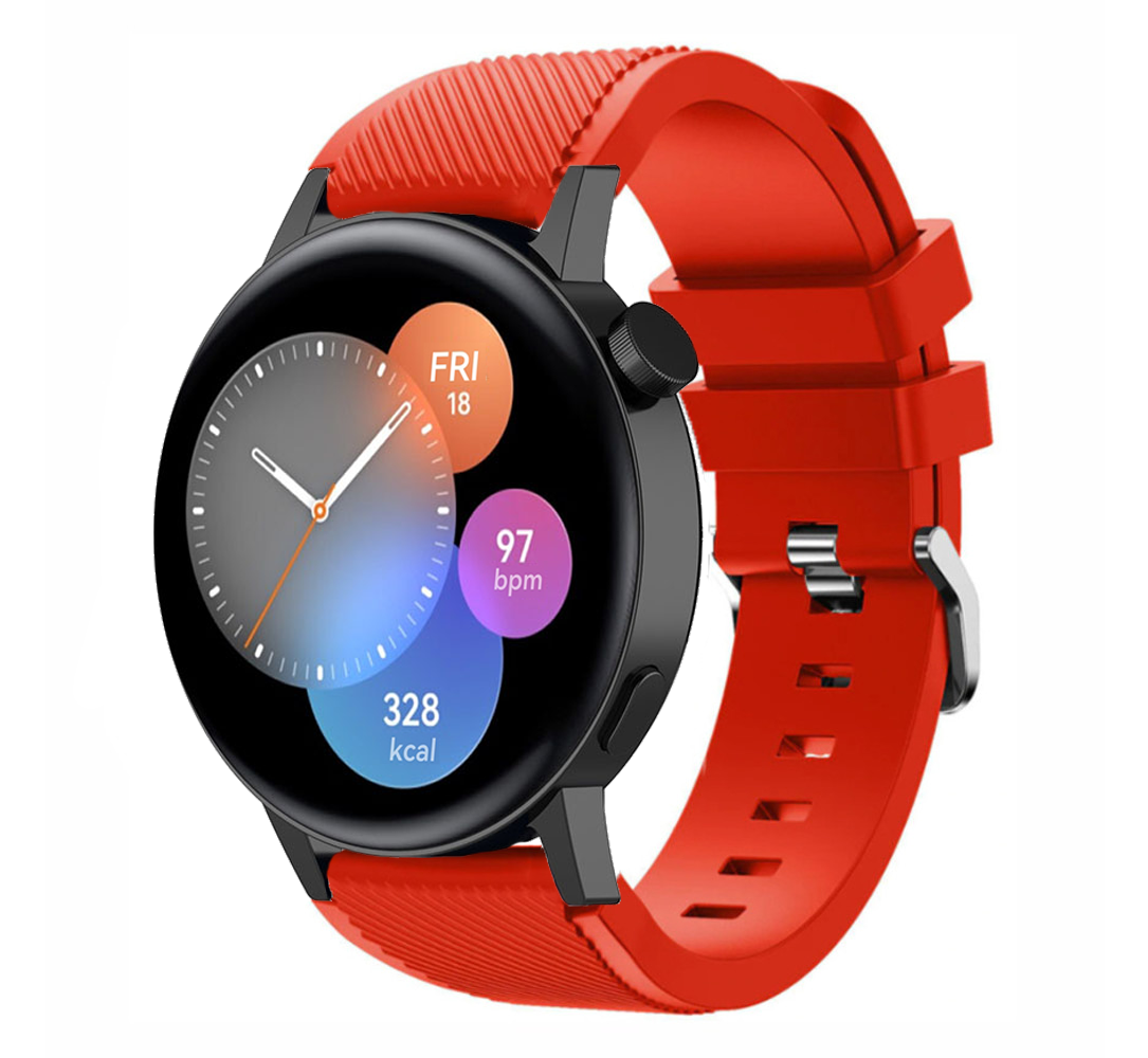 Strap-it® Strap-it Huawei Watch GT 3 42mm Silikonarmband (Rot)
