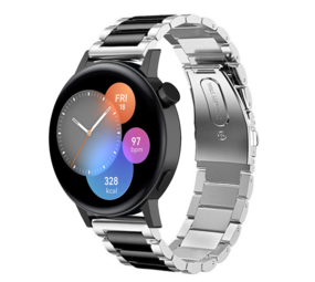 Strap-it® Huawei Watch GT 3 42mm Stahlband (Silber/Schwarz) Strap-it® Huawei Watch GT 3 42mm Stahlband (Silber/Schwarz)