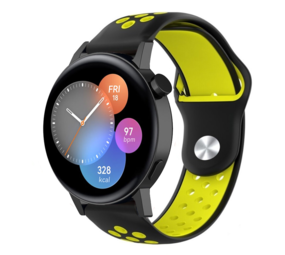 Strap-it® Huawei Watch GT 3 42mm Sportarmband (Schwarz/Gelb) Strap-it® Huawei Watch GT 3 42mm Sportarmband (Schwarz/Gelb)