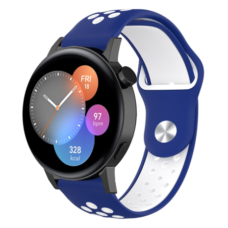 Strap-it® Strap-it Huawei Watch GT 3 42mm Sportarmband (Blau/Weiß)