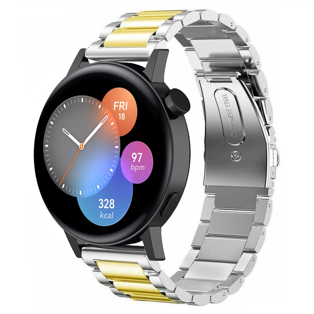 Strap-it® Strap-it Huawei Watch GT 3 42mm Stahlband (Silber/Gold)