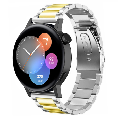 Strap-it® Strap-it Huawei Watch GT 3 42mm Stahlband (Silber/Gold)