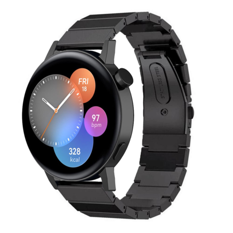 Strap-it® Strap-it Huawei Watch GT 3 42mm Metallarmband (Schwarz)