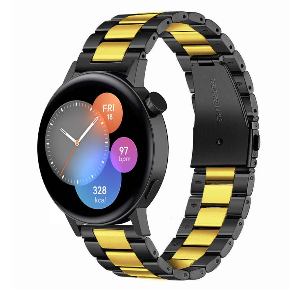 Strap-it® Strap-it Huawei Watch GT 3 42mm Stahlband (Schwarz/Gold)