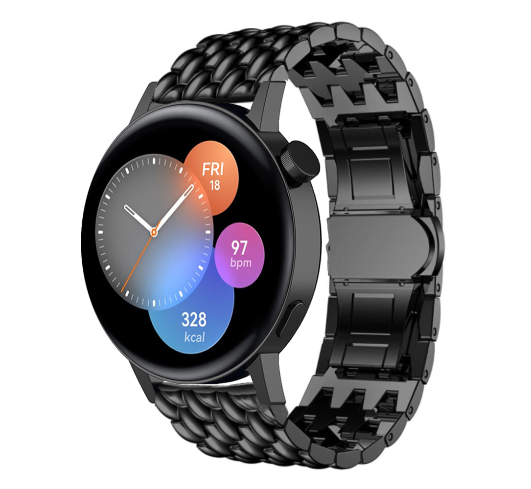 Strap-it® Strap-it Huawei Watch GT 3 42mm Drachenarmband aus Stahl (Schwarz)