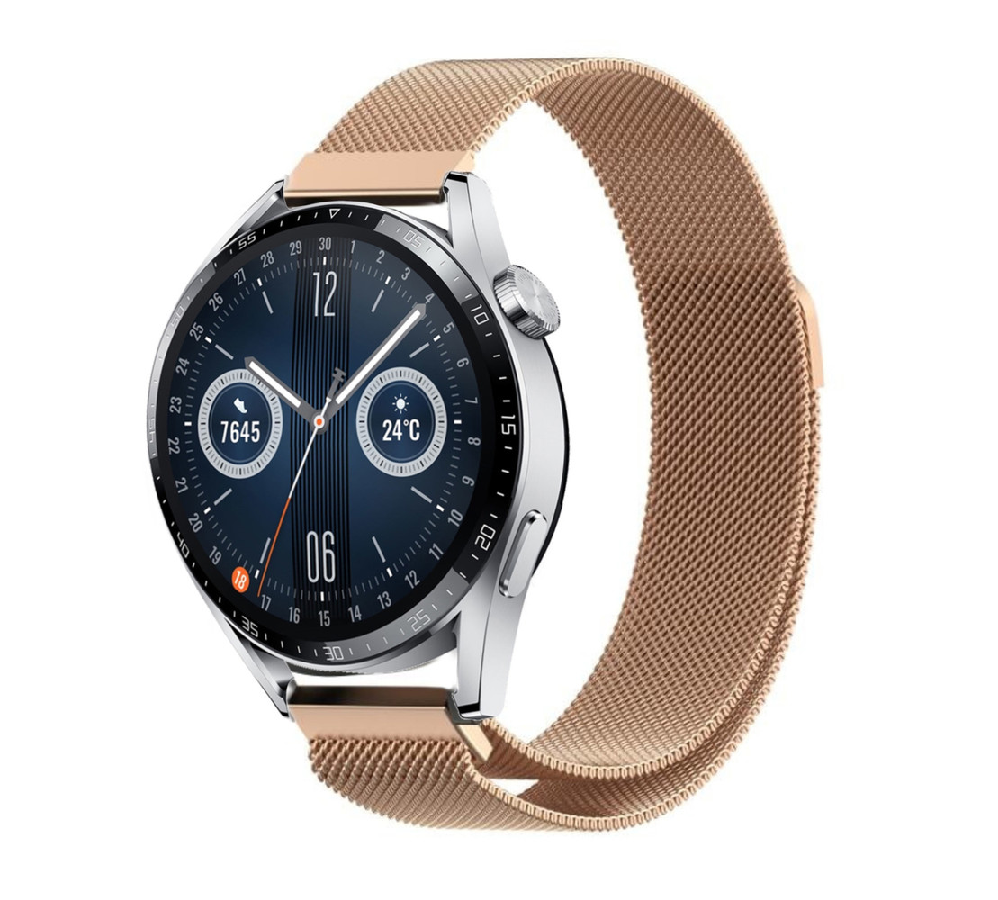 Strap-it® Strap-it Huawei Watch GT 3 46mm Milanese-Armband (RoséGold)