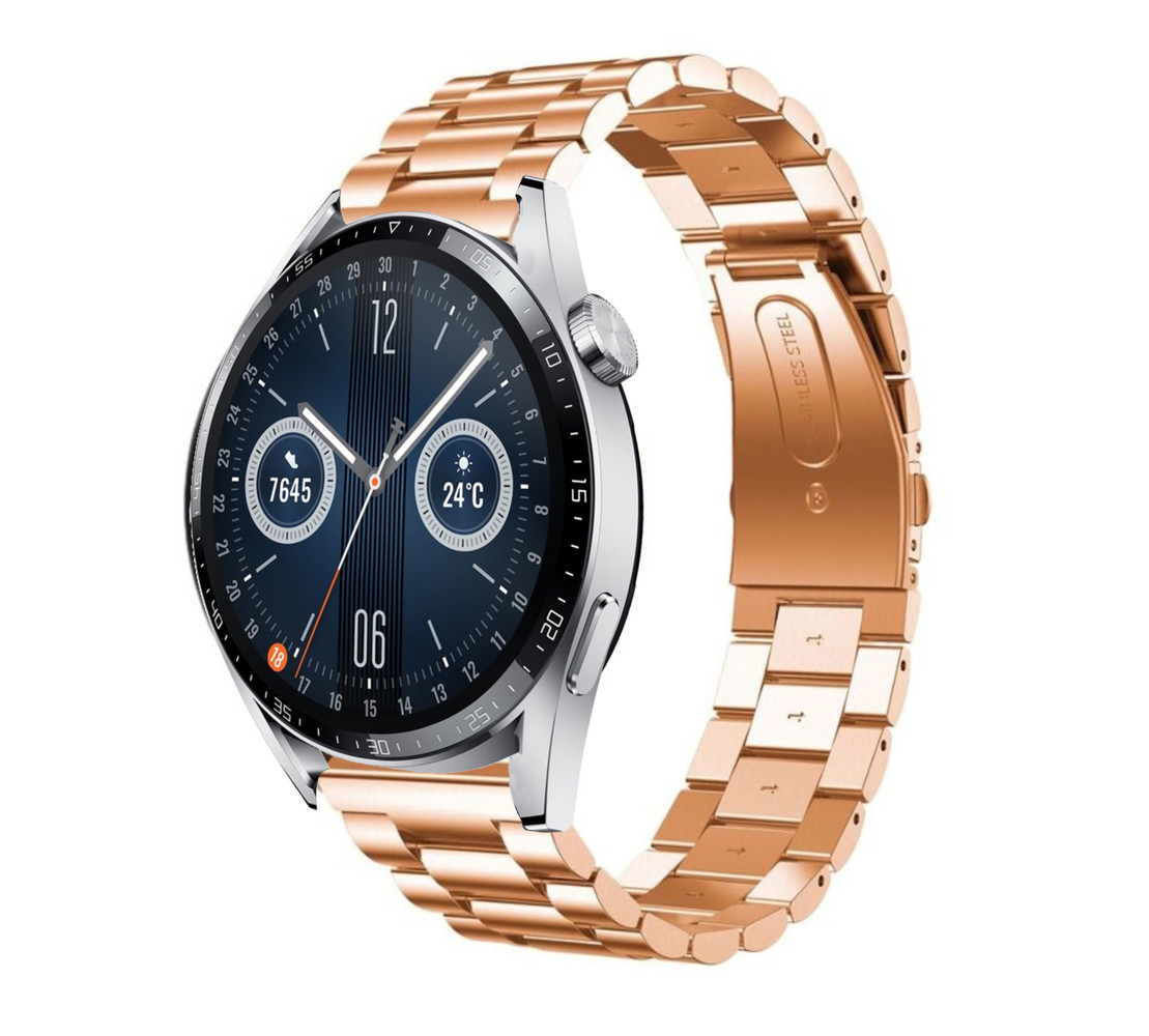 Strap-it® Strap-it Huawei Watch GT 3 46mm Stahlband (RoséGold)