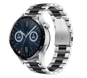 Strap-it® Huawei Watch GT 3 46mm Stahlband (Silber/Schwarz)