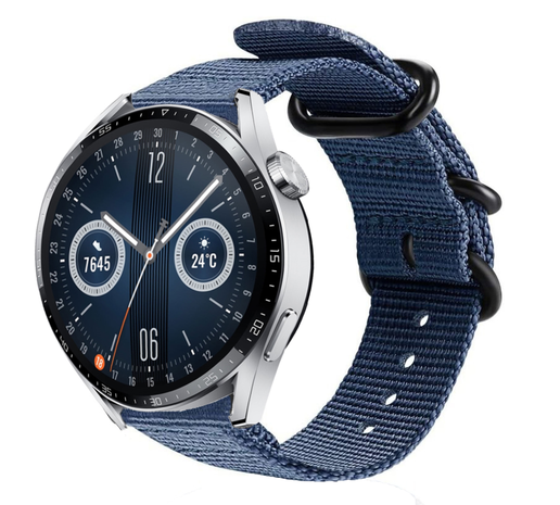 Strap-it® Strap-it Huawei Watch GT 3 46mm Nylon-Schnallenarmband (Blau)