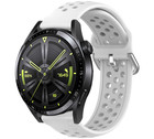 Strap-it® Strap-it Huawei Watch GT 3 46mm Silikonarmband mit Löchern (Weiß)