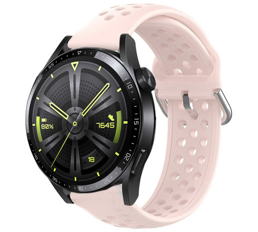 Strap-it® Strap-it Huawei Watch GT 3 46mm  Silikonarmband mit Löchern (Rosa)