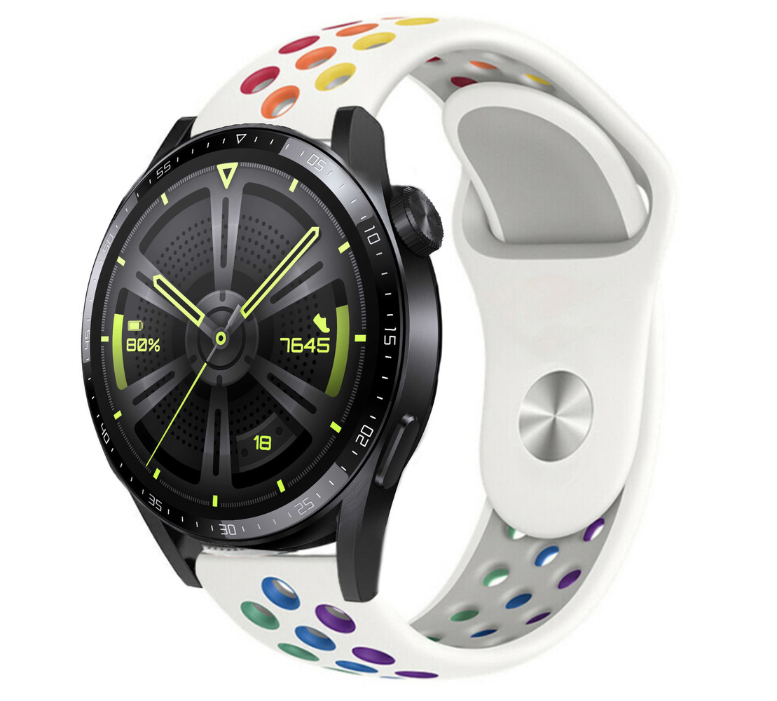Strap-it® Strap-it Huawei Watch GT 3 46mm Sportarmband (Weiß bunt)