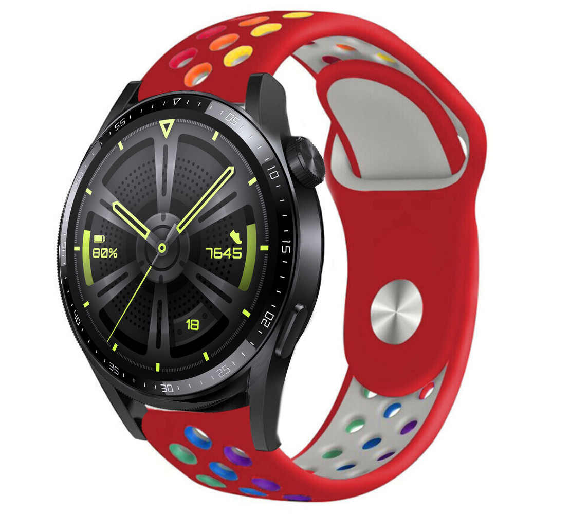 Strap-it® Strap-it Huawei Watch GT 3 46mm Sportarmband (Rot bunt)
