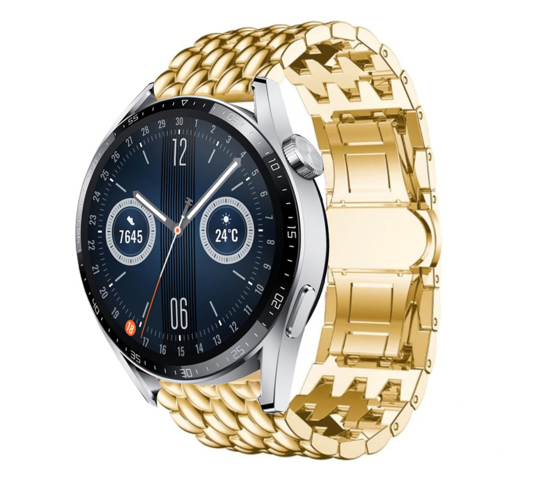 Strap-it® Strap-it Huawei Watch GT 3 46mm Drachenarmband aus Stahl (Gold)