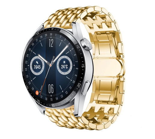 Strap-it® Strap-it Huawei Watch GT 3 46mm Drachenarmband aus Stahl (Gold)