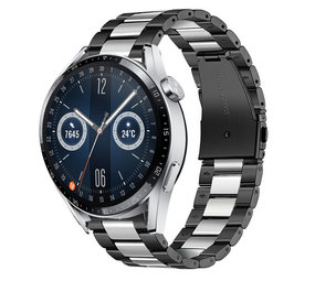 Strap-it® Huawei Watch GT 3 46mm Stahlband (Schwarz/Silber) Strap-it® Huawei Watch GT 3 46mm Stahlband (Schwarz/Silber)