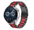 Strap-it® Strap-it Huawei Watch GT 3 46mm Stahlband (Schwarz/Rot)